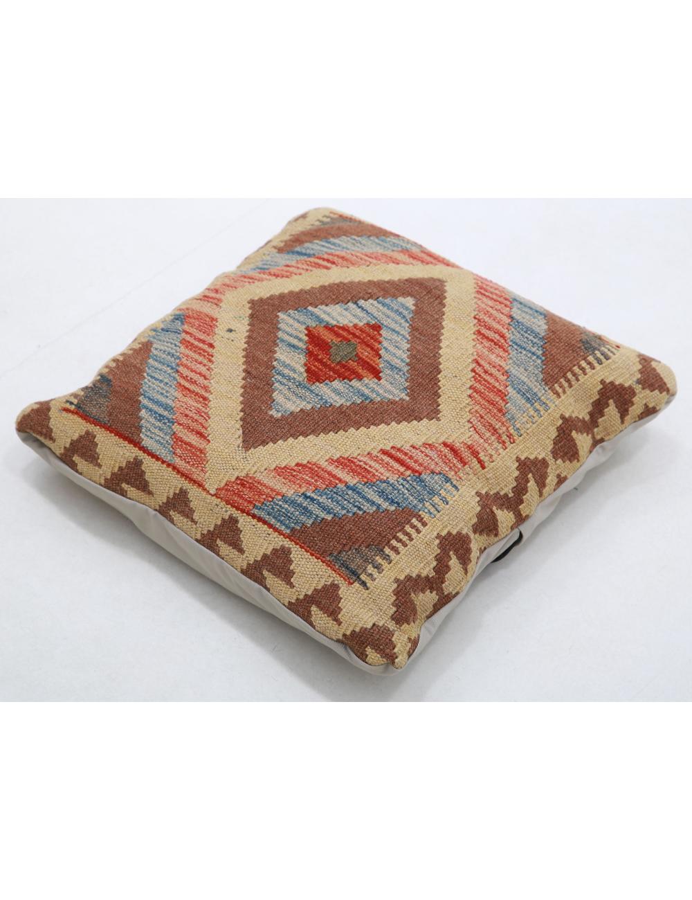 Hand Woven Tribal Multi Color Geometric Wool Pillow - 1'5'' x 1'5'' Arteverk Arteverk Rugs