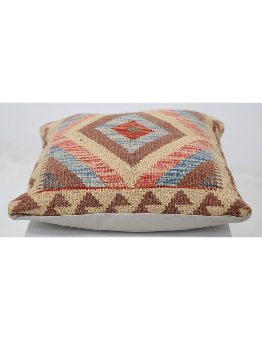 Hand Woven Tribal Multi Color Geometric Wool Pillow - 1'5'' x 1'5'' Arteverk Arteverk Rugs