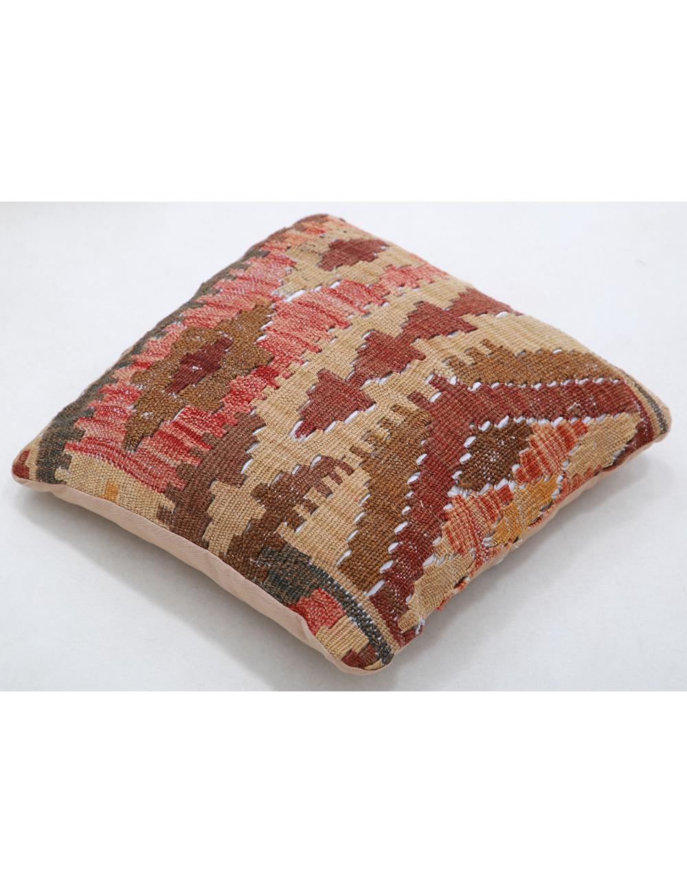 Hand Woven Tribal Multi Color Geometric Wool Pillow - 1'5'' x 1'5'' Arteverk Arteverk Rugs