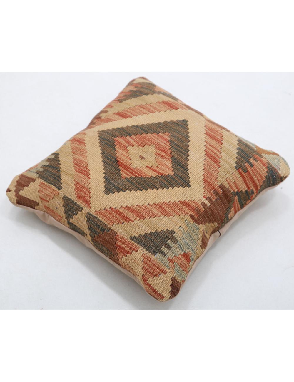 Hand Woven Tribal Multi Color Geometric Wool Pillow - 1'5'' x 1'5'' Arteverk Arteverk Rugs