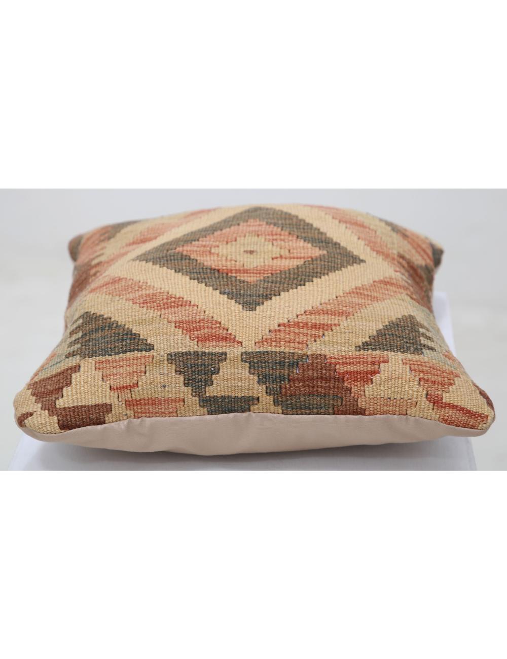 Hand Woven Tribal Multi Color Geometric Wool Pillow - 1'5'' x 1'5'' Arteverk Arteverk Rugs
