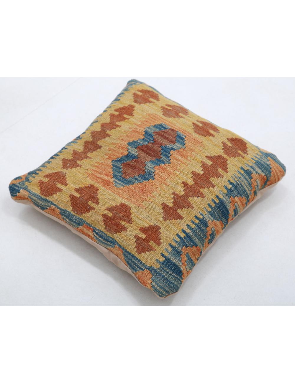 Hand Woven Tribal Multi Color Geometric Wool Pillow - 1'5'' x 1'5'' Arteverk Arteverk Rugs