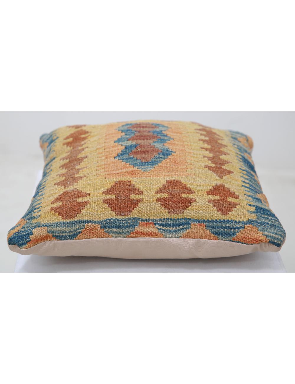 Hand Woven Tribal Multi Color Geometric Wool Pillow - 1'5'' x 1'5'' Arteverk Arteverk Rugs
