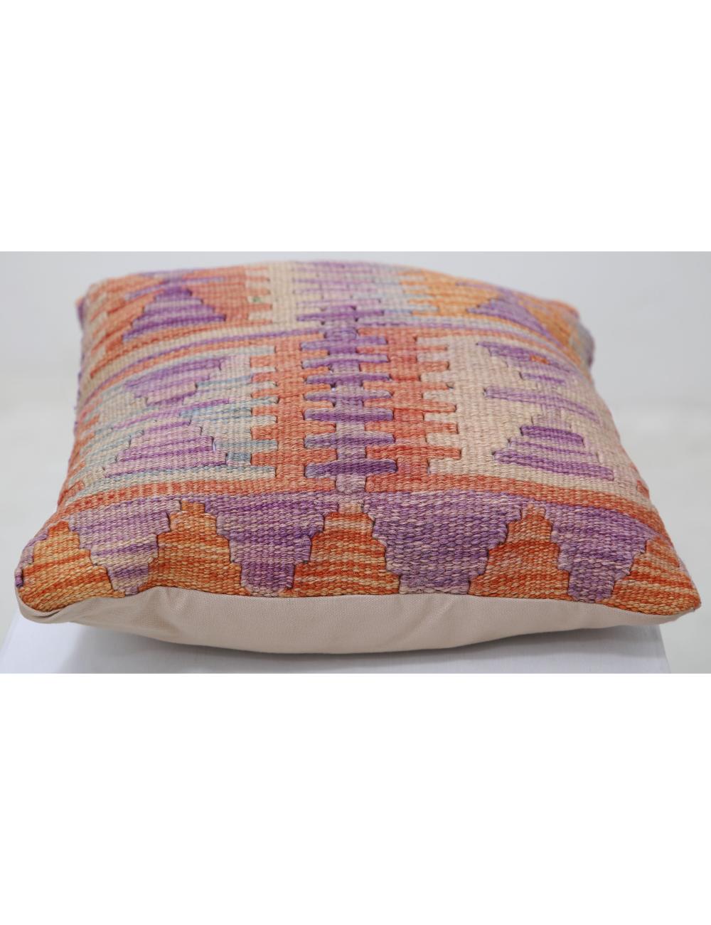 Hand Woven Tribal Multi Color Geometric Wool Pillow - 1'5'' x 1'5'' Arteverk Arteverk Rugs