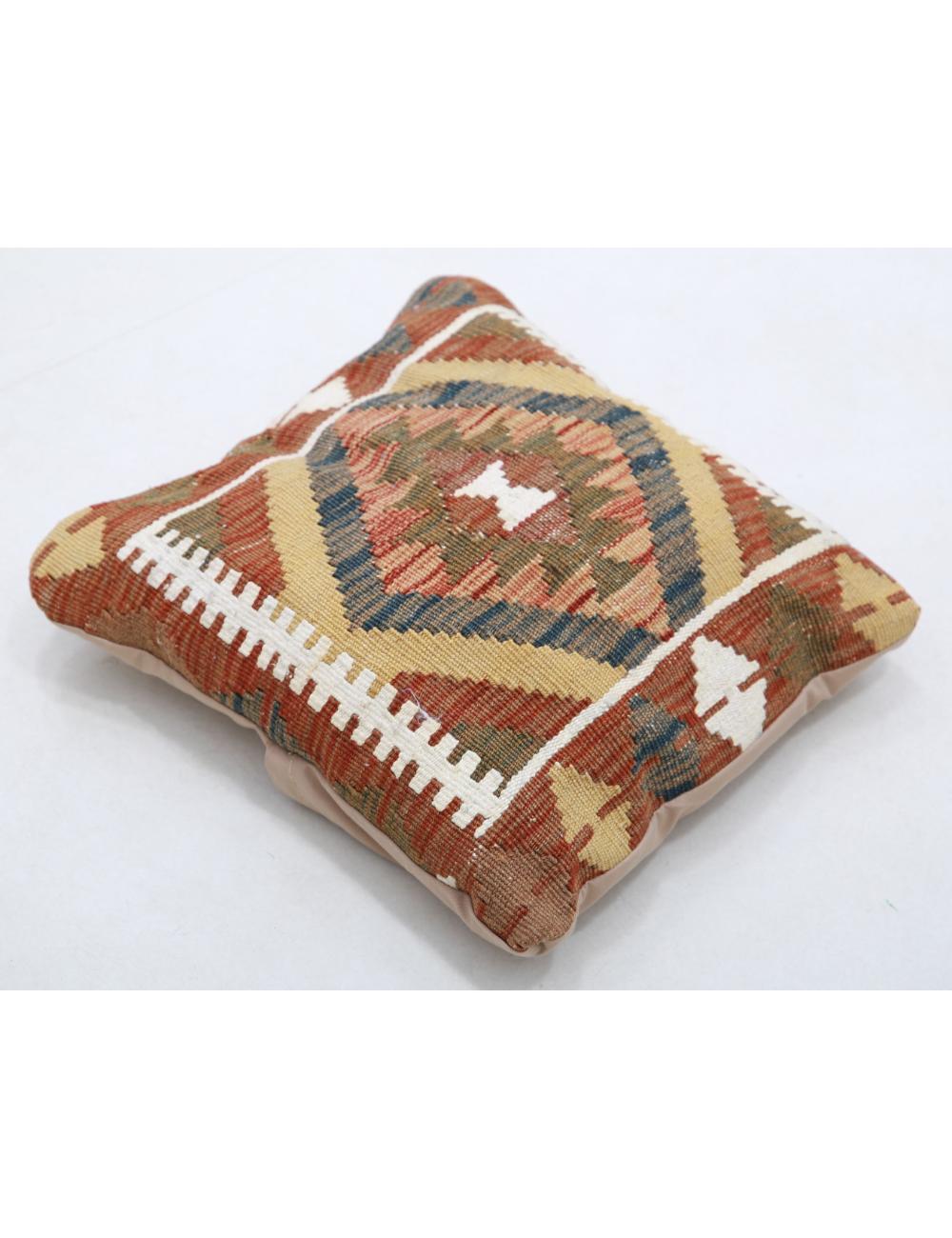 Hand Woven Tribal Multi Color Geometric Wool Pillow - 1'5'' x 1'5'' Arteverk Arteverk Rugs