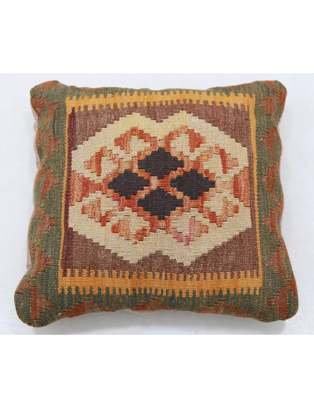 Hand Woven Tribal Multi Color Geometric Wool Pillow - 1&#39;0&#39;&#39; x 1&#39;0&#39;&#39; Arteverk Arteverk Rugs