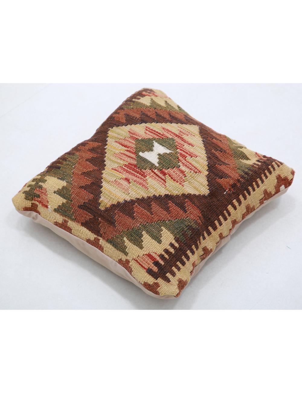 Hand Woven Tribal Multi Color Geometric Wool Pillow - 1'0'' x 1'0'' Arteverk Arteverk Rugs