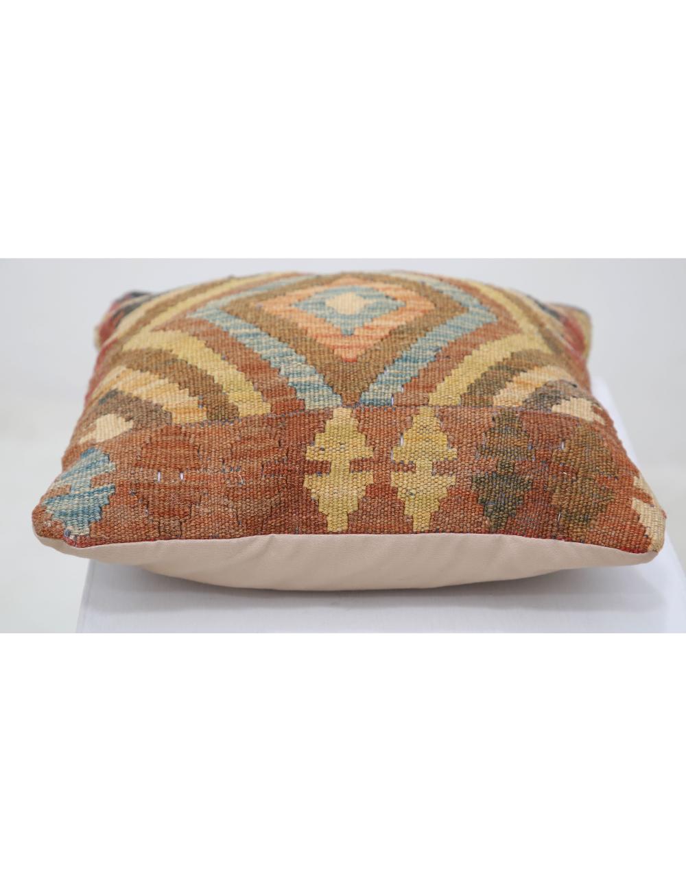 Hand Woven Tribal Multi Color Geometric Wool Pillow - 1'0'' x 1'0'' Arteverk Arteverk Rugs