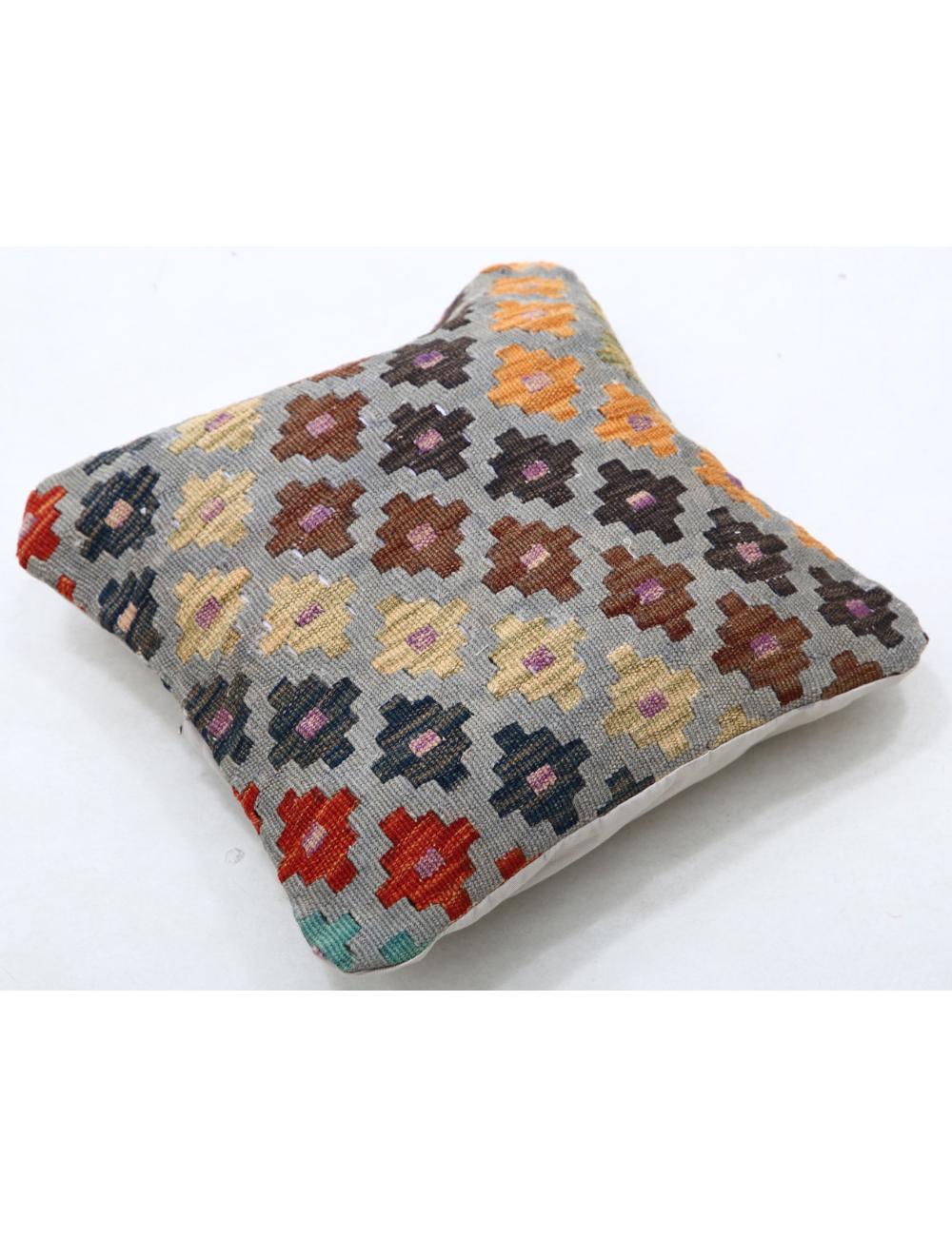 Hand Woven Tribal Multi Color Geometric Wool Pillow - 1'5'' x 1'5'' Arteverk Arteverk Rugs