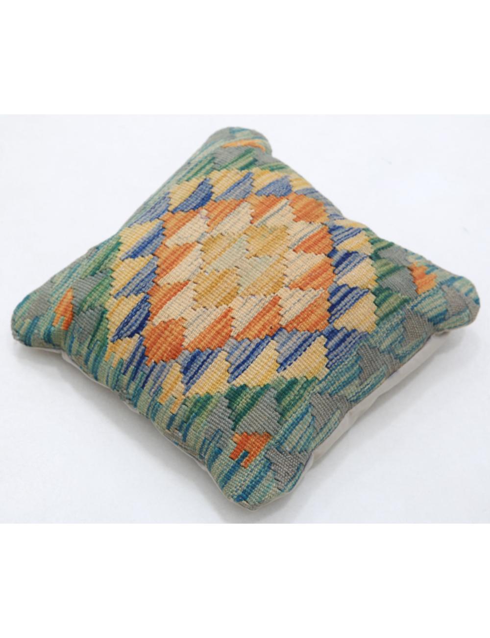 Hand Woven Tribal Multi Color Geometric Wool Pillow - 1'5'' x 1'5'' Arteverk Arteverk Rugs