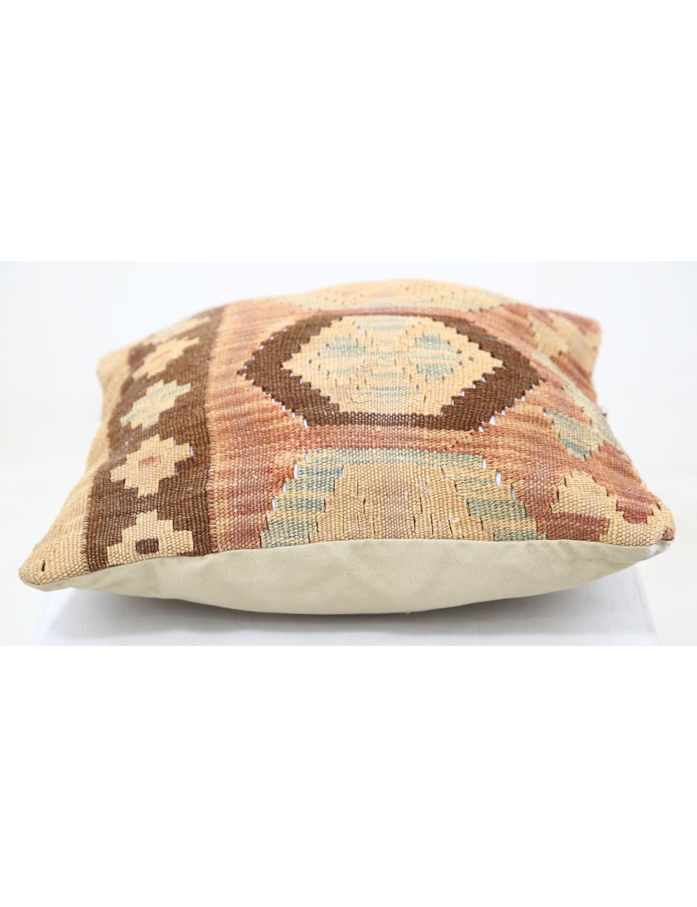 Hand Woven Tribal Multi Color Geometric Wool Pillow - 1'5'' x 1'5'' Arteverk Arteverk Rugs