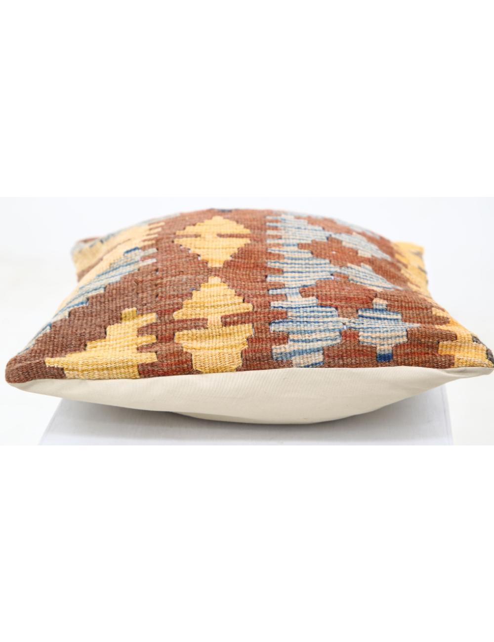 Hand Woven Tribal Multi Color Geometric Wool Pillow - 1'5'' x 1'5'' Arteverk Arteverk Rugs