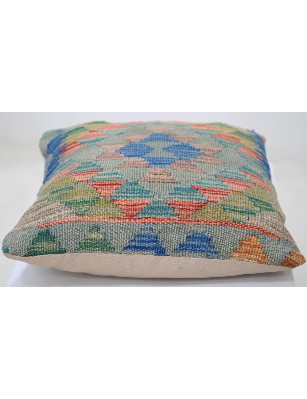 Hand Woven Tribal Multi Color Geometric Wool Pillow - 1'5'' x 1'5'' Arteverk Arteverk Rugs
