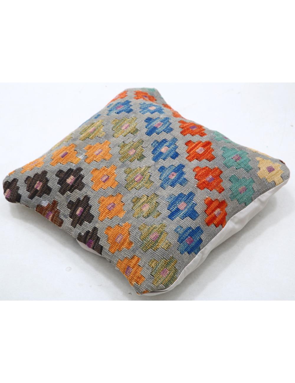 Hand Woven Tribal Multi Color Geometric Wool Pillow - 1'5'' x 1'5'' Arteverk Arteverk Rugs