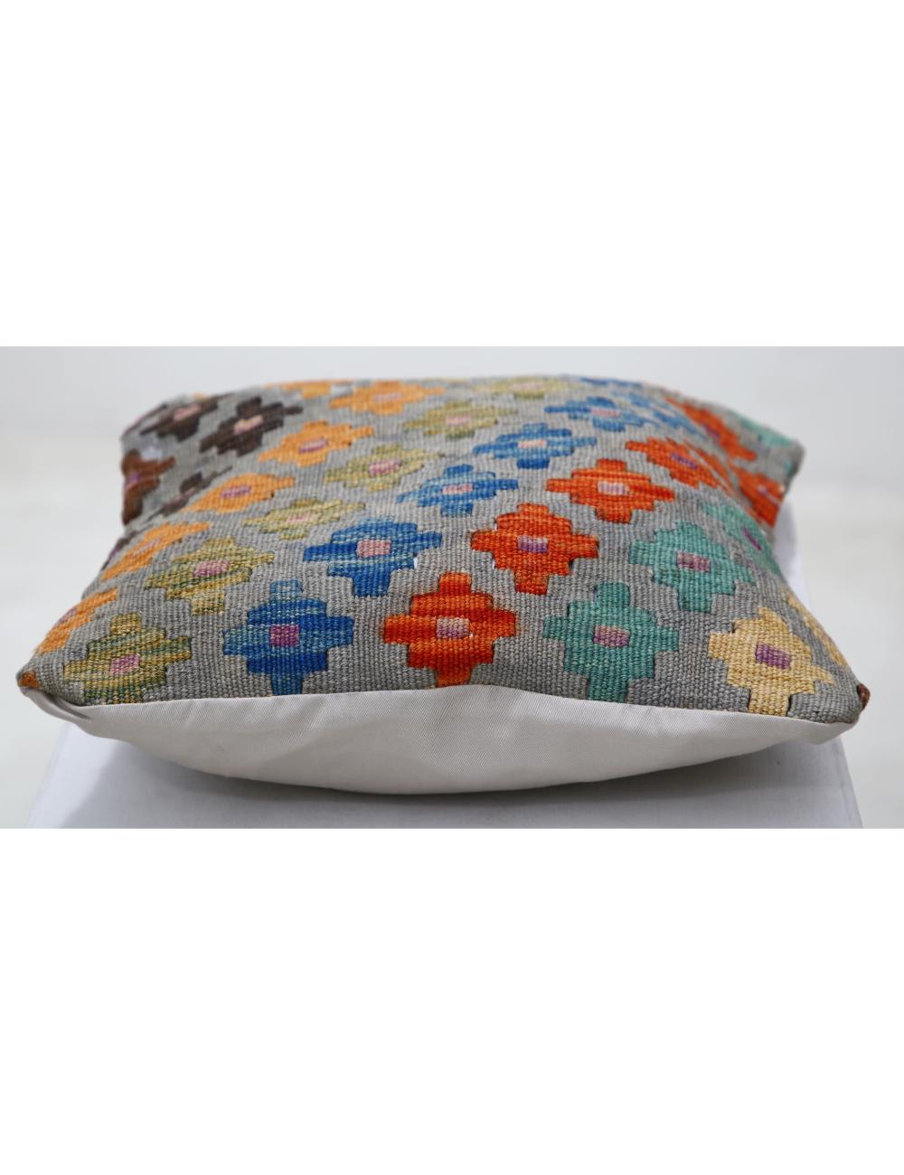 Hand Woven Tribal Multi Color Geometric Wool Pillow - 1'5'' x 1'5'' Arteverk Arteverk Rugs