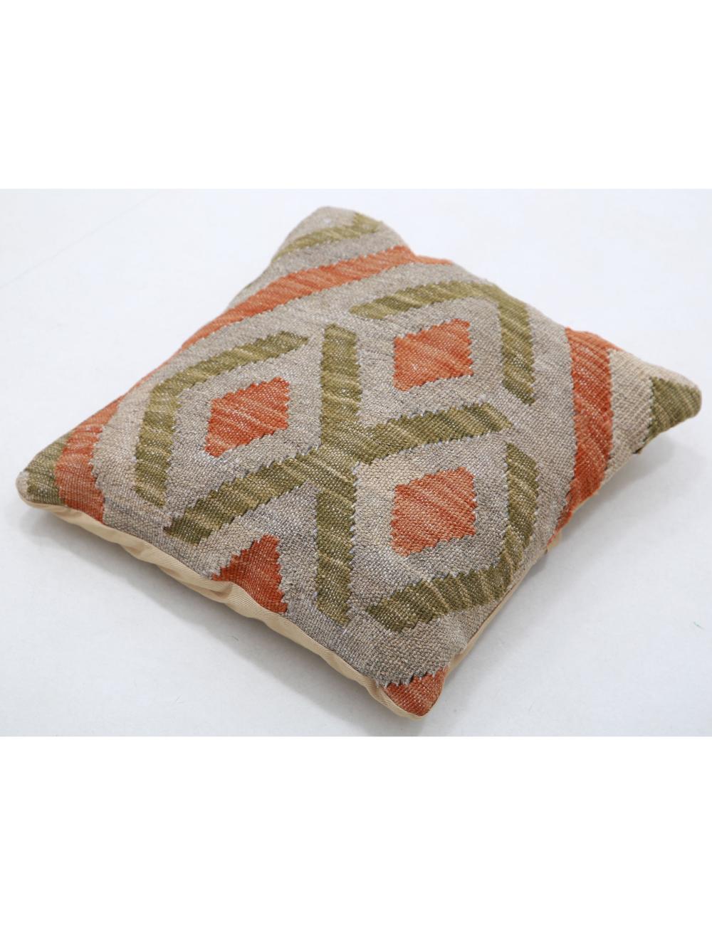 Hand Woven Tribal Multi Color Geometric Wool Pillow - 1'5'' x 1'5'' Arteverk Arteverk Rugs