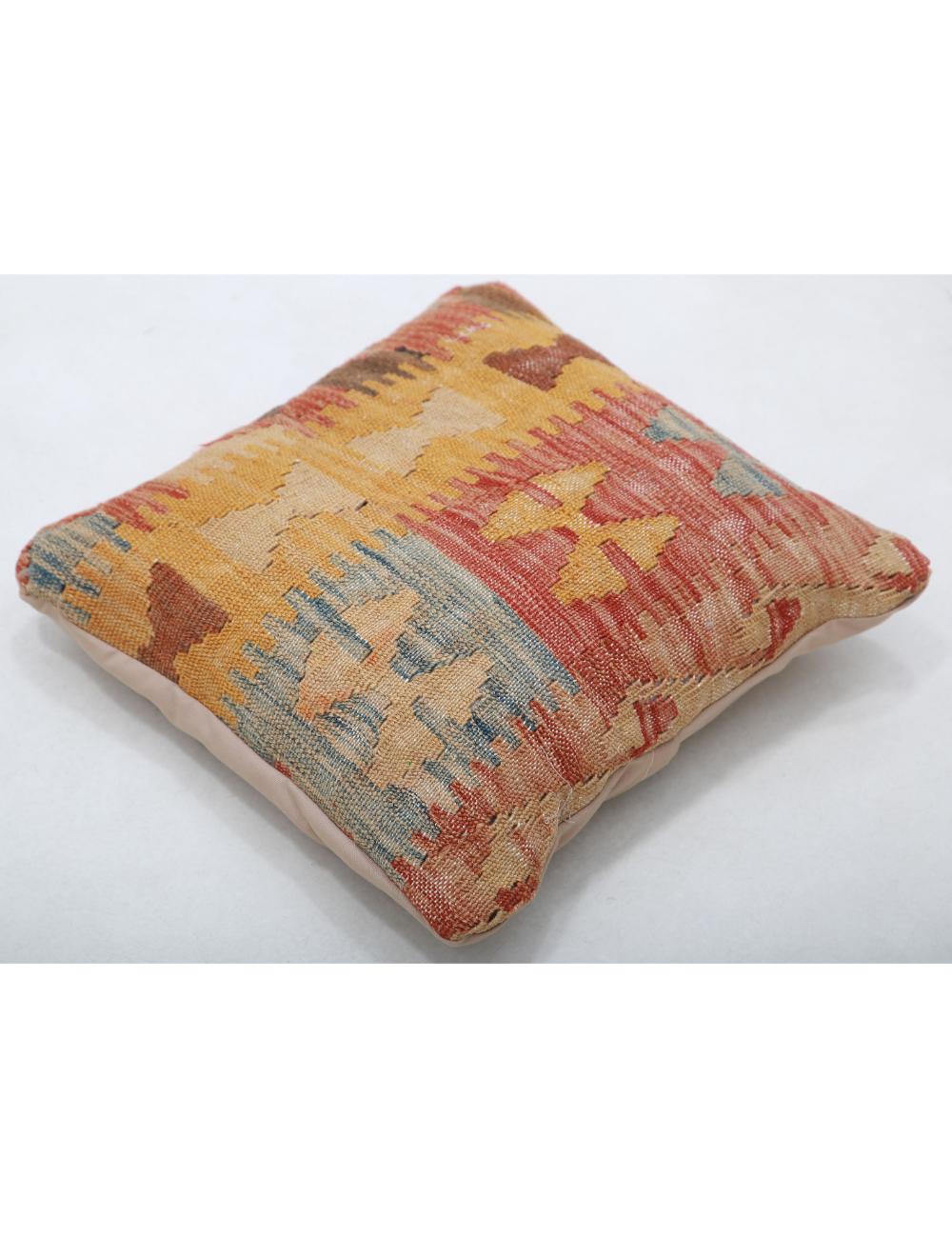 Hand Woven Tribal Multi Color Geometric Wool Pillow - 1'5'' x 1'5'' Arteverk Arteverk Rugs