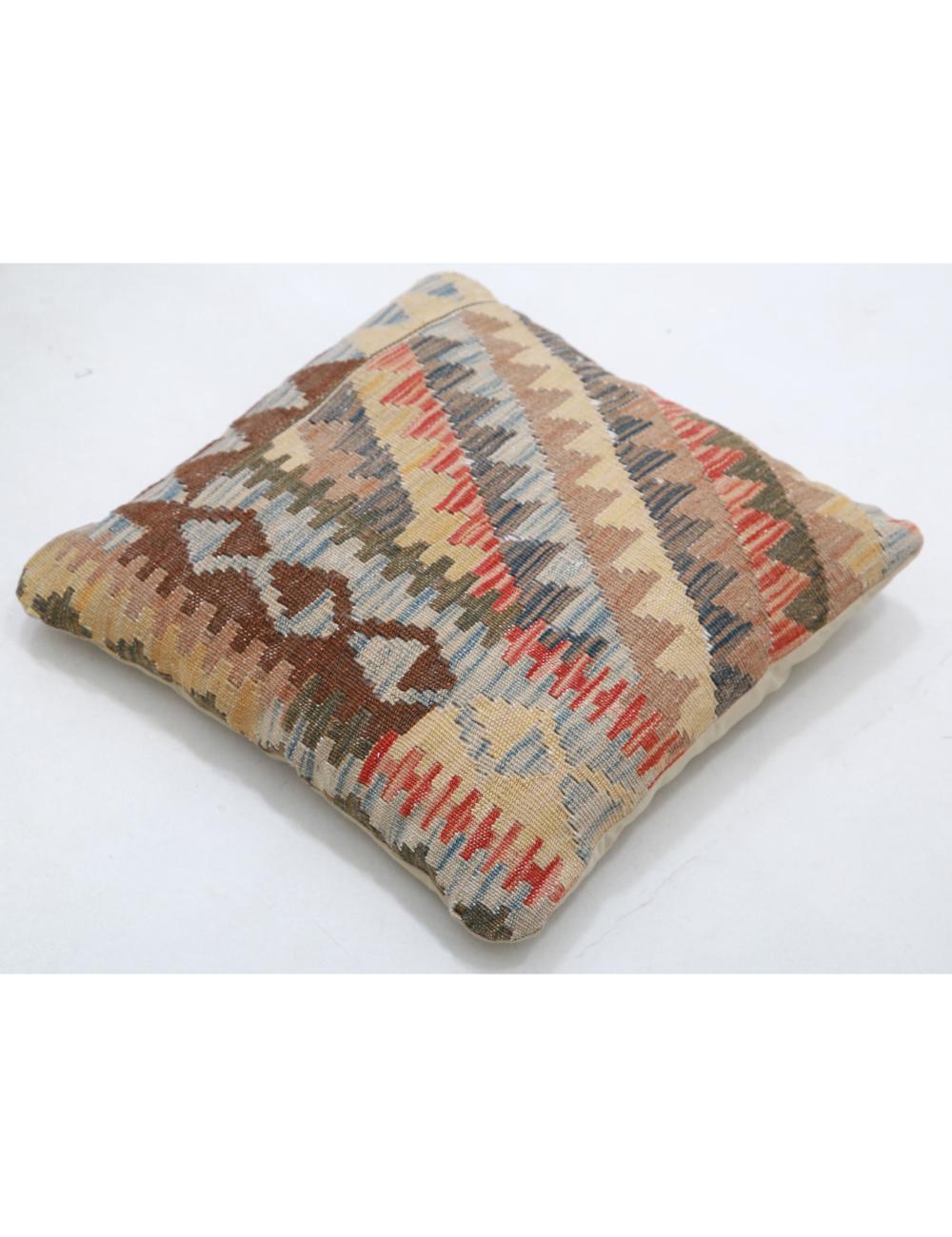 Hand Woven Tribal Multi Color Geometric Wool Pillow - 1'5'' x 1'5'' Arteverk Arteverk Rugs