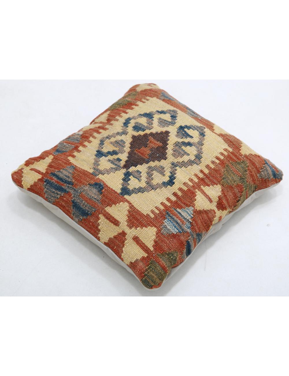 Hand Woven Tribal Multi Color Geometric Wool Pillow - 1'5'' x 1'5'' Arteverk Arteverk Rugs