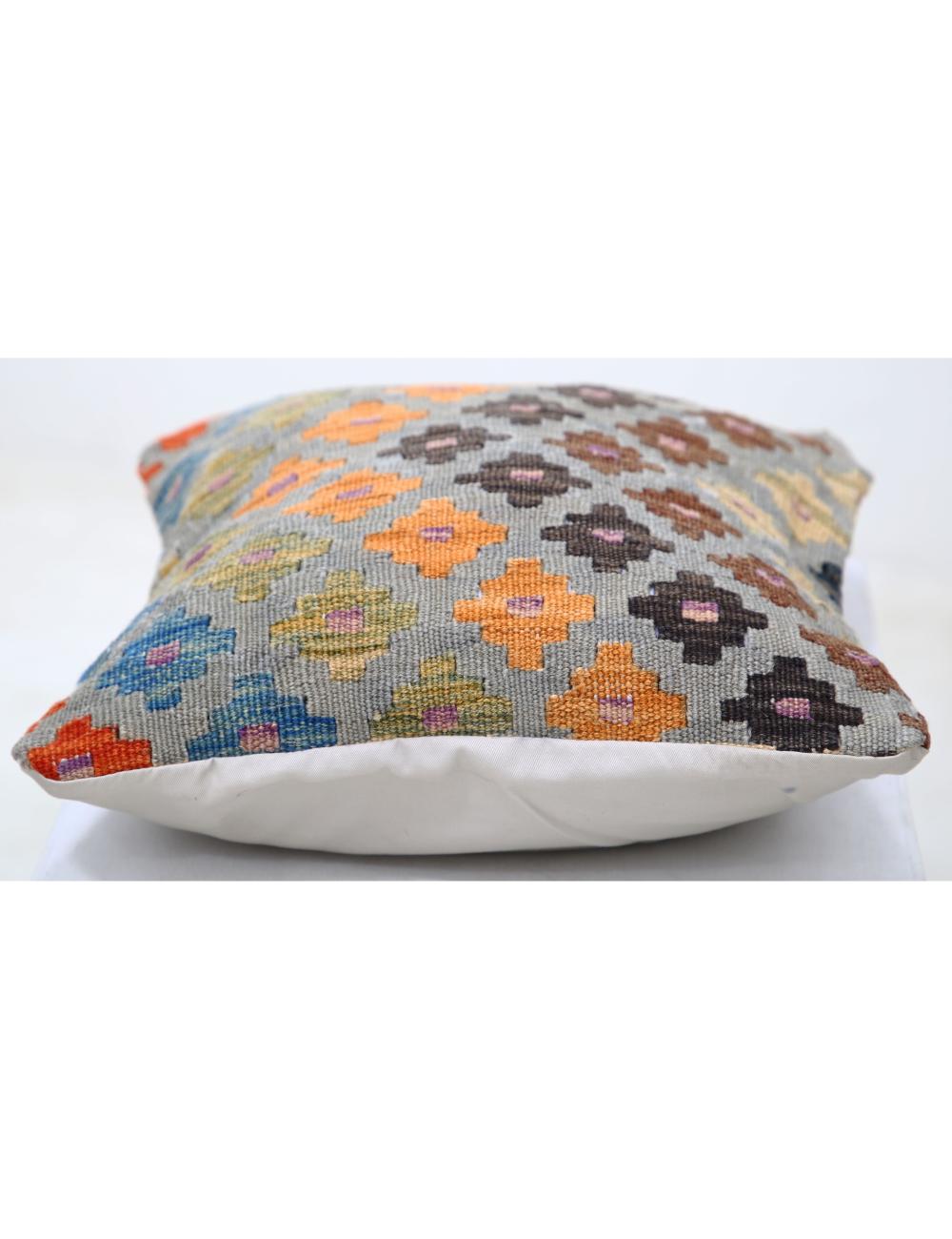 Hand Woven Tribal Multi Color Geometric Wool Pillow - 1'5'' x 1'5'' Arteverk Arteverk Rugs