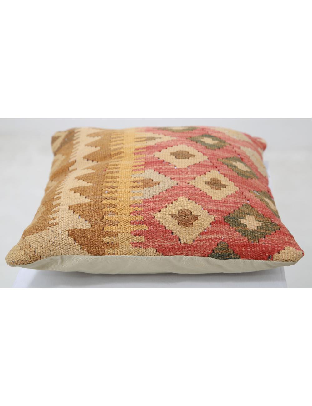 Hand Woven Tribal Multi Color Geometric Wool Pillow - 1'5'' x 1'5'' Arteverk Arteverk Rugs