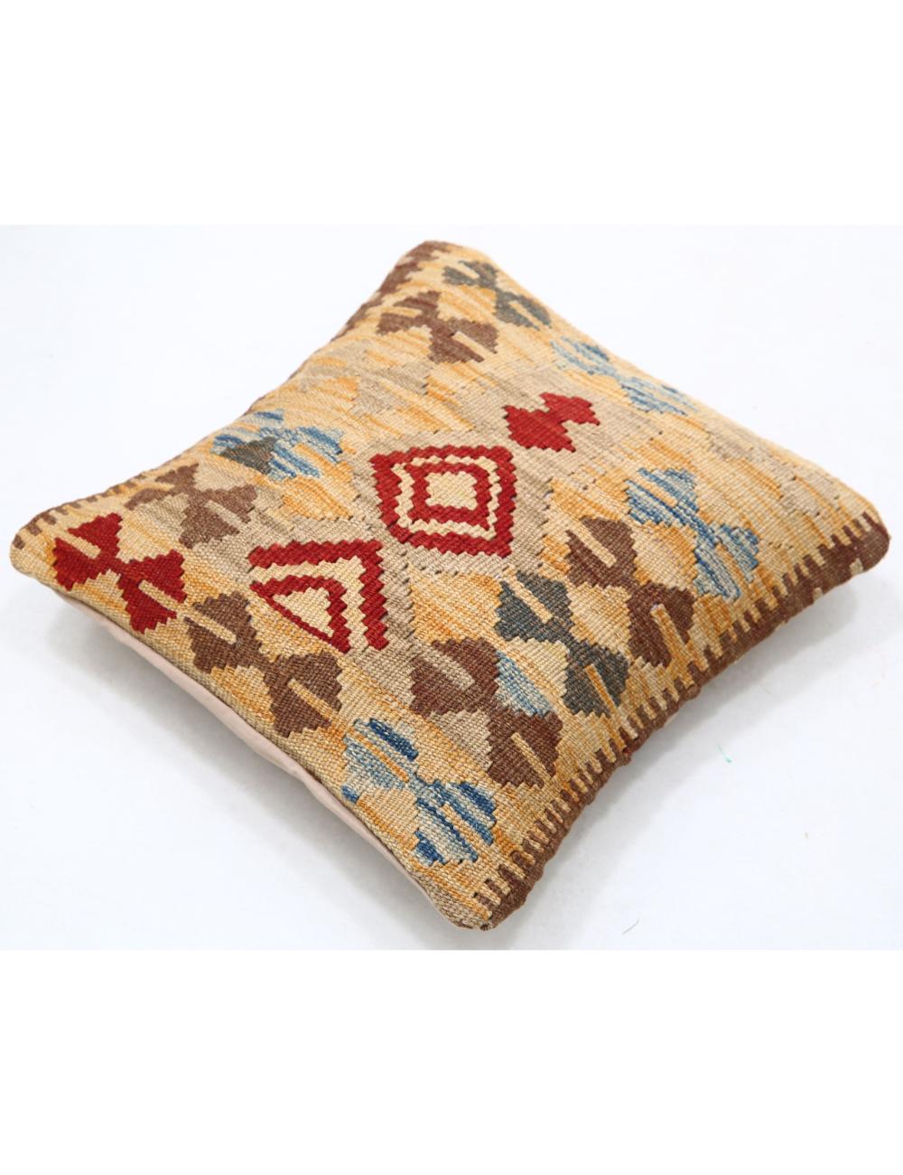 Hand Woven Tribal Multi Color Geometric Wool Pillow - 1'5'' x 1'5'' Arteverk Arteverk Rugs