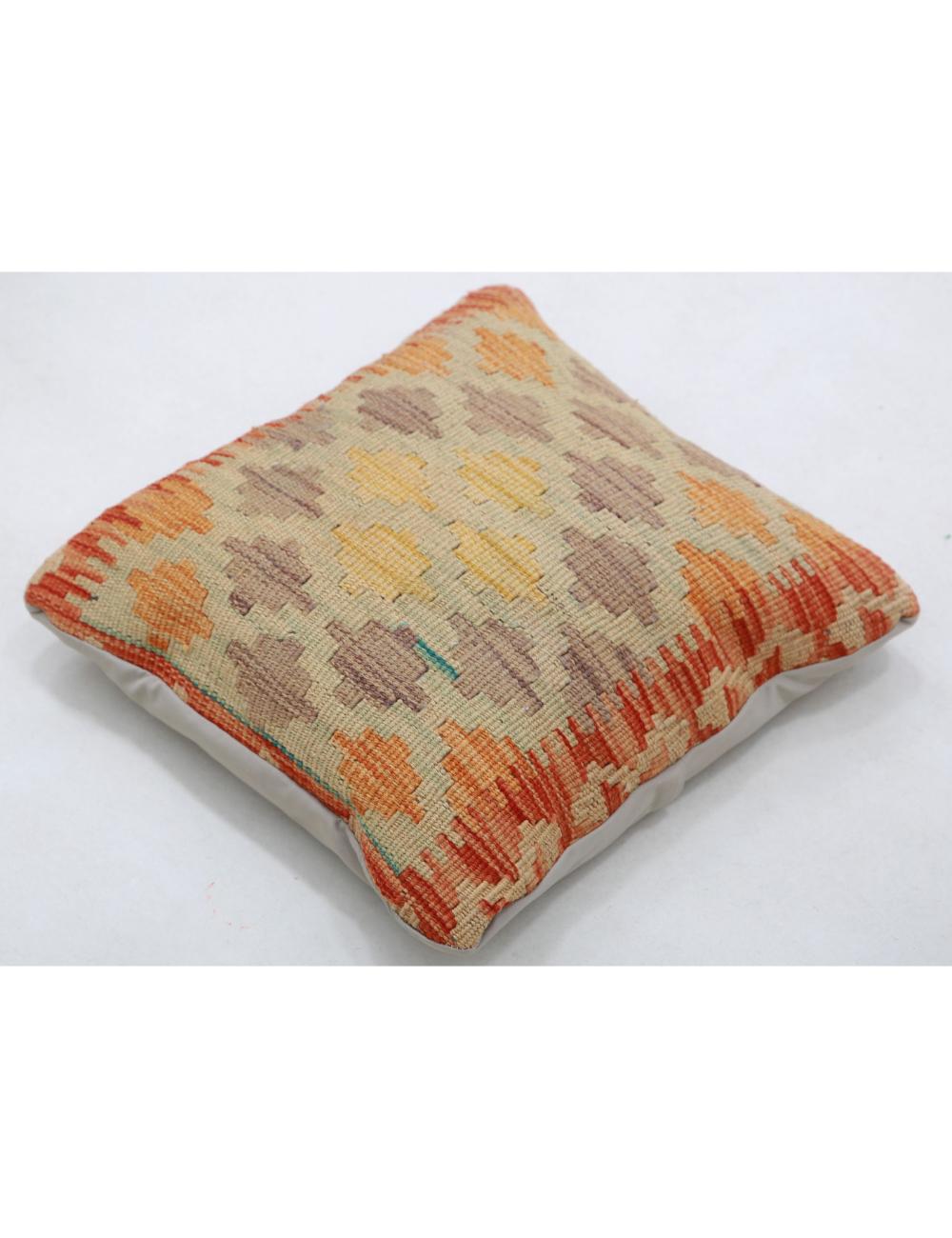 Hand Woven Tribal Multi Color Geometric Wool Pillow - 1'5'' x 1'5'' Arteverk Arteverk Rugs