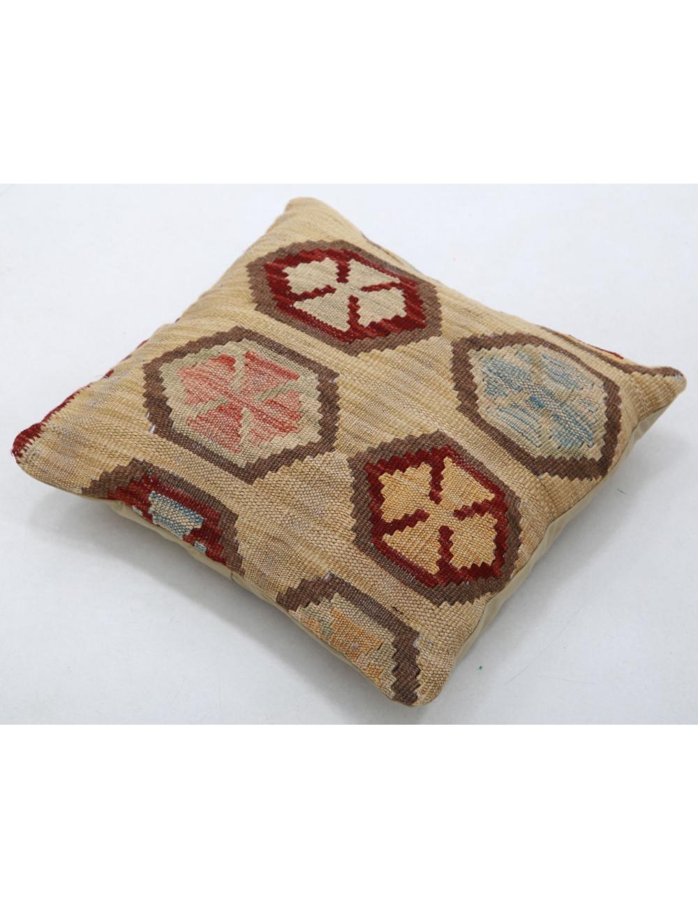 Hand Woven Tribal Multi Color Geometric Wool Pillow - 1'5'' x 1'5'' Arteverk Arteverk Rugs