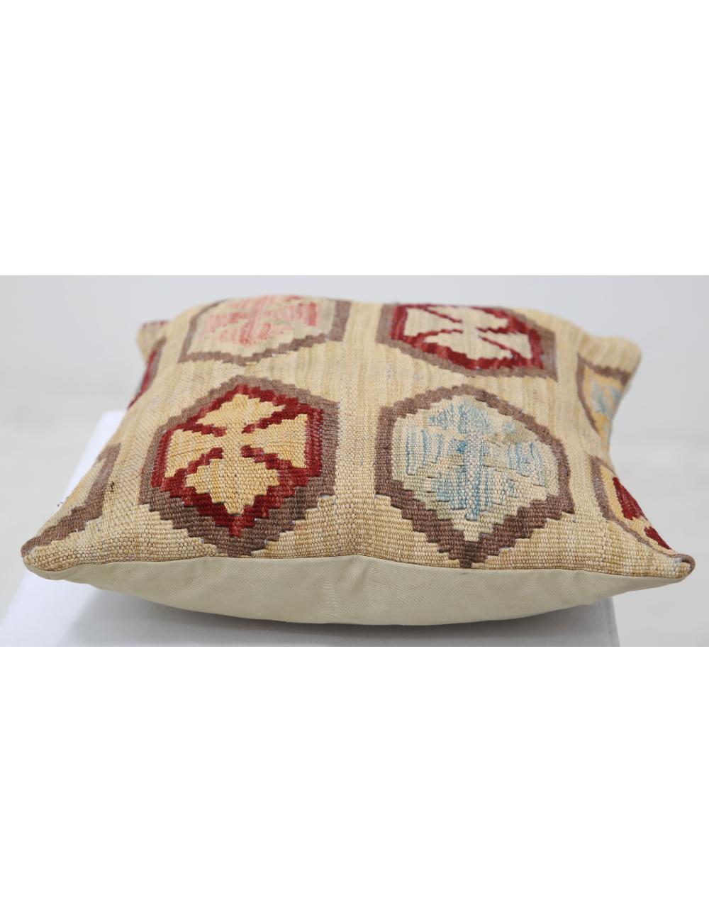 Hand Woven Tribal Multi Color Geometric Wool Pillow - 1'5'' x 1'5'' Arteverk Arteverk Rugs