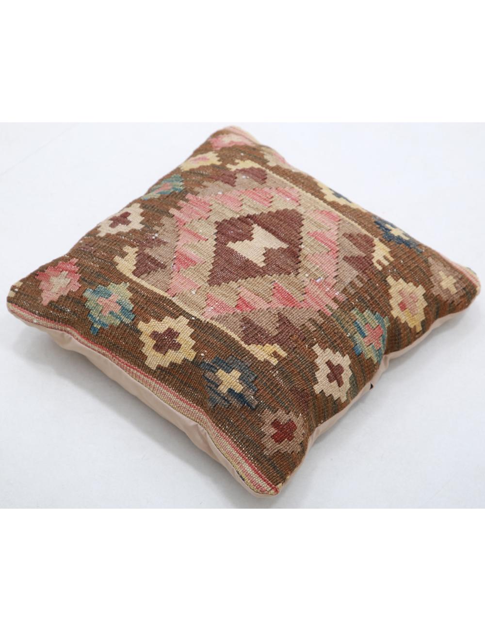 Hand Woven Tribal Multi Color Geometric Wool Pillow - 1'5'' x 1'5'' Arteverk Arteverk Rugs