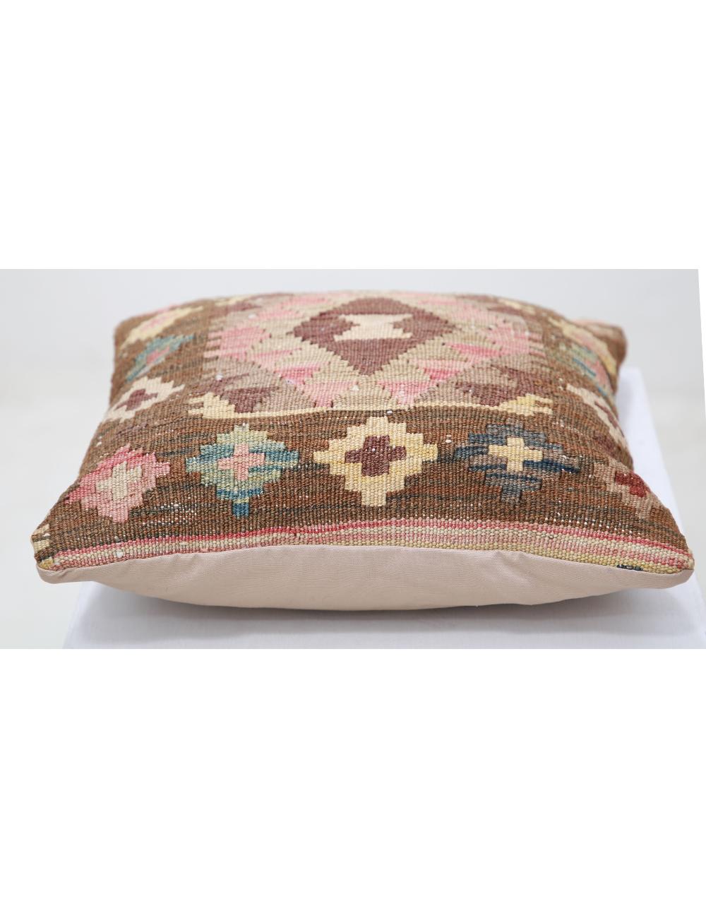 Hand Woven Tribal Multi Color Geometric Wool Pillow - 1'5'' x 1'5'' Arteverk Arteverk Rugs