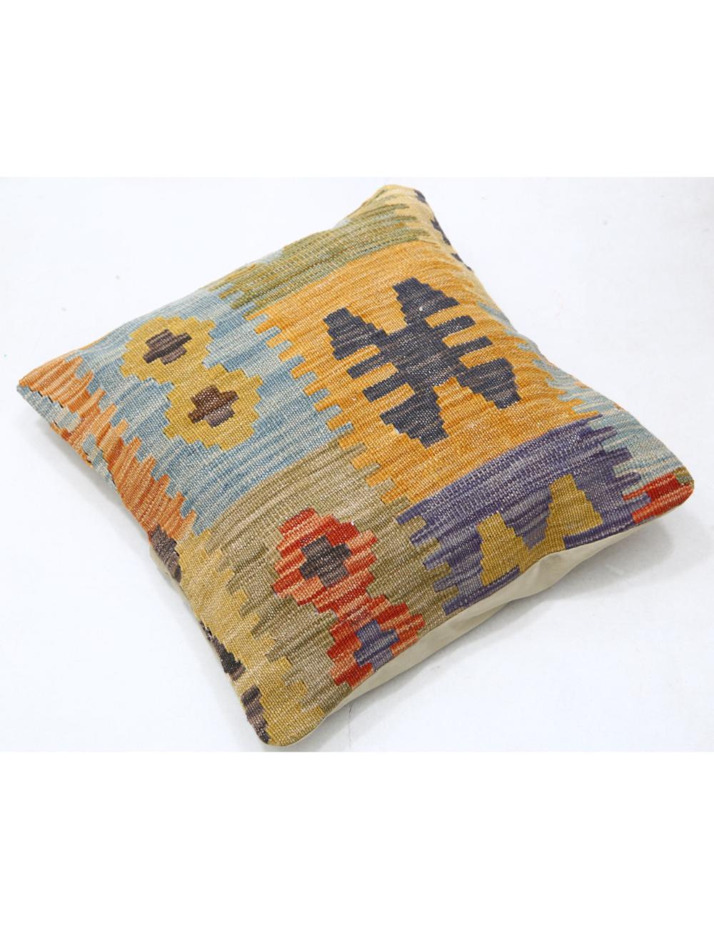 Hand Woven Tribal Multi Color Geometric Wool Pillow - 1'5'' x 1'5'' Arteverk Arteverk Rugs