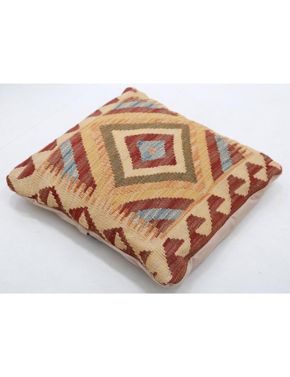 Hand Woven Tribal Multi Color Geometric Wool Pillow - 1'5'' x 1'5'' Arteverk Arteverk Rugs