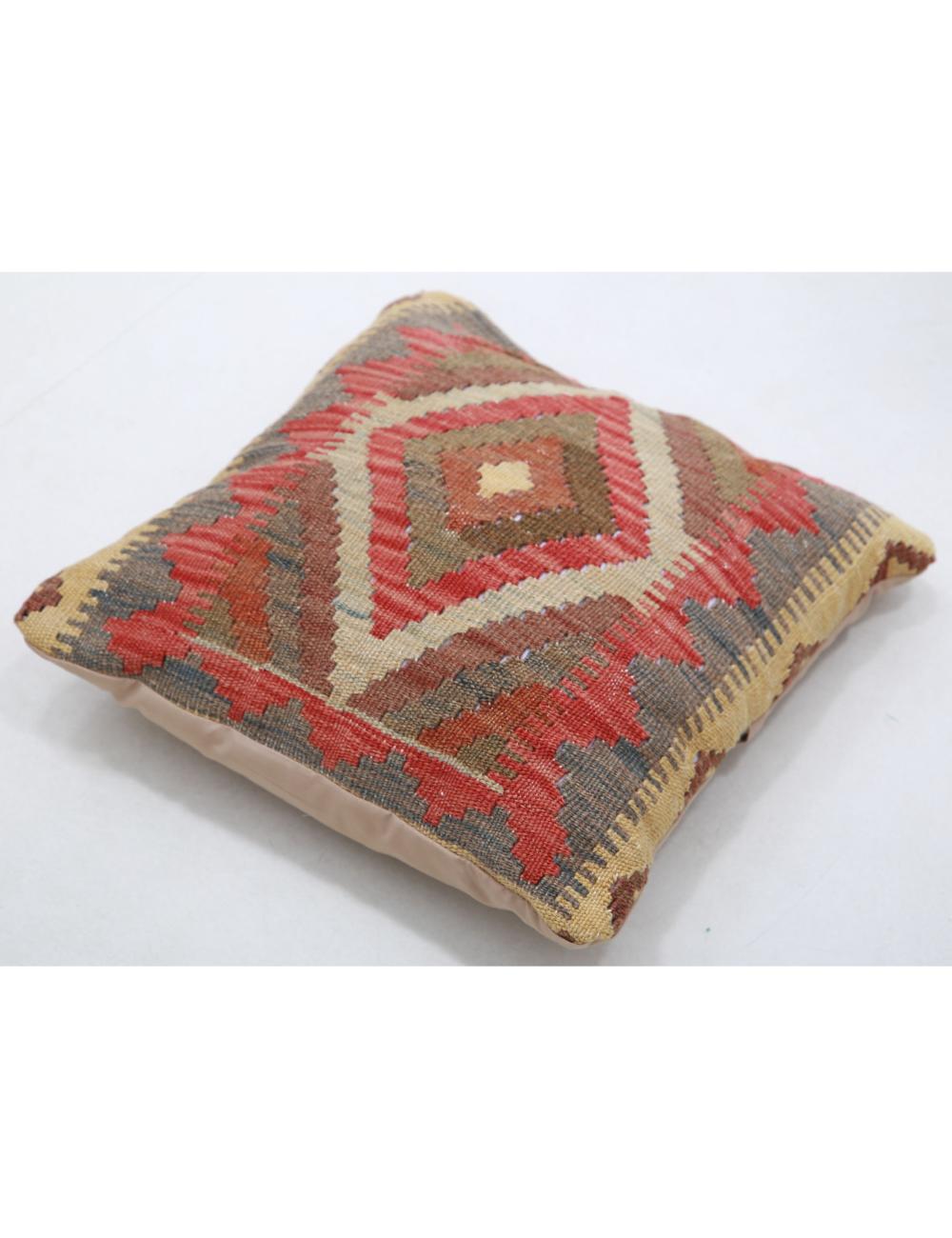 Hand Woven Tribal Multi Color Geometric Wool Pillow - 1'5'' x 1'5'' Arteverk Arteverk Rugs