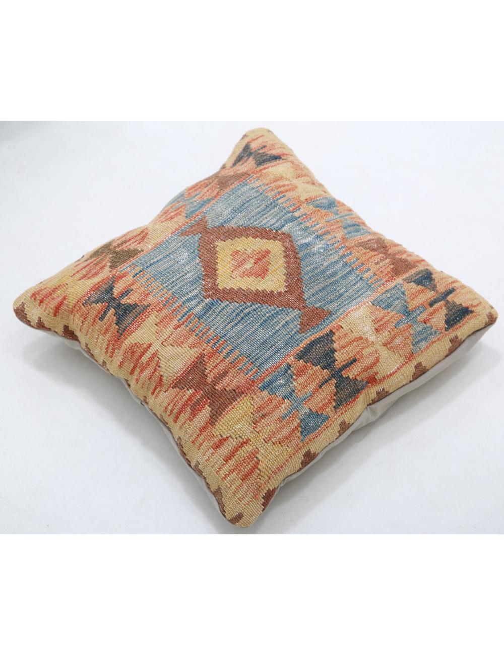 Hand Woven Tribal Multi Color Geometric Wool Pillow - 1'5'' x 1'5'' Arteverk Arteverk Rugs