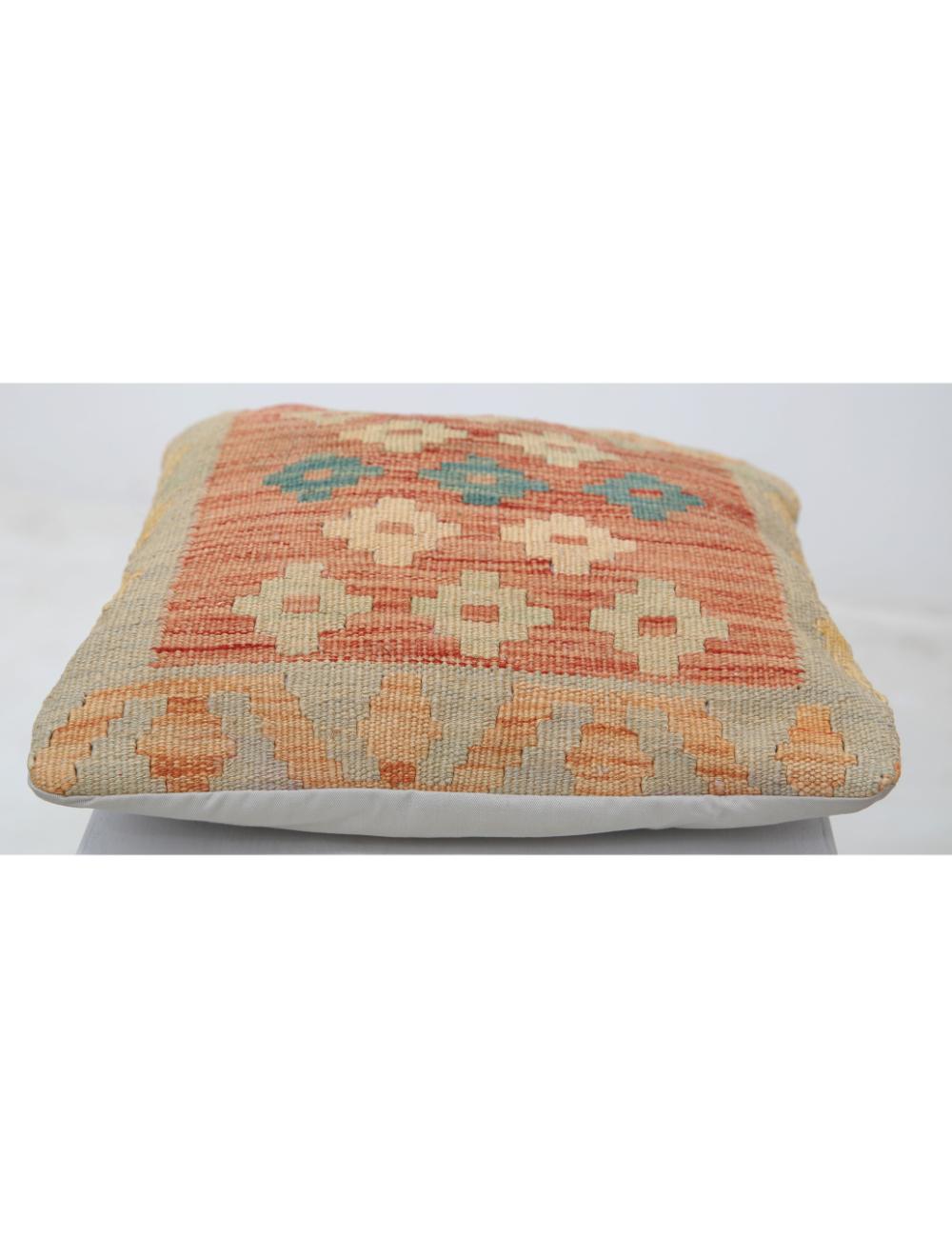 Hand Woven Tribal Multi Color Geometric Wool Pillow - 1'5'' x 1'5'' Arteverk Arteverk Rugs