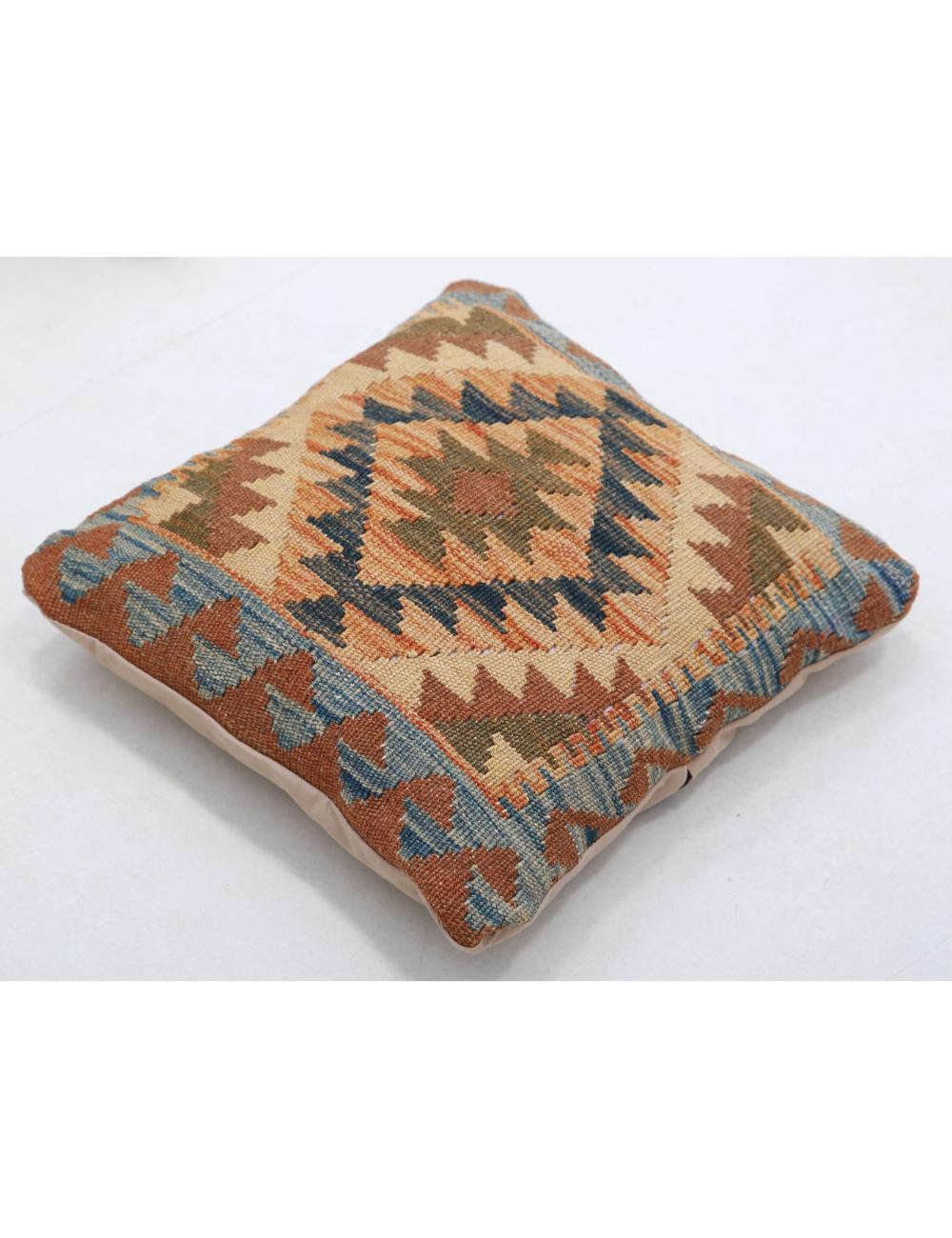 Hand Woven Tribal Multi Color Geometric Wool Pillow - 1'5'' x 1'5'' Arteverk Arteverk Rugs
