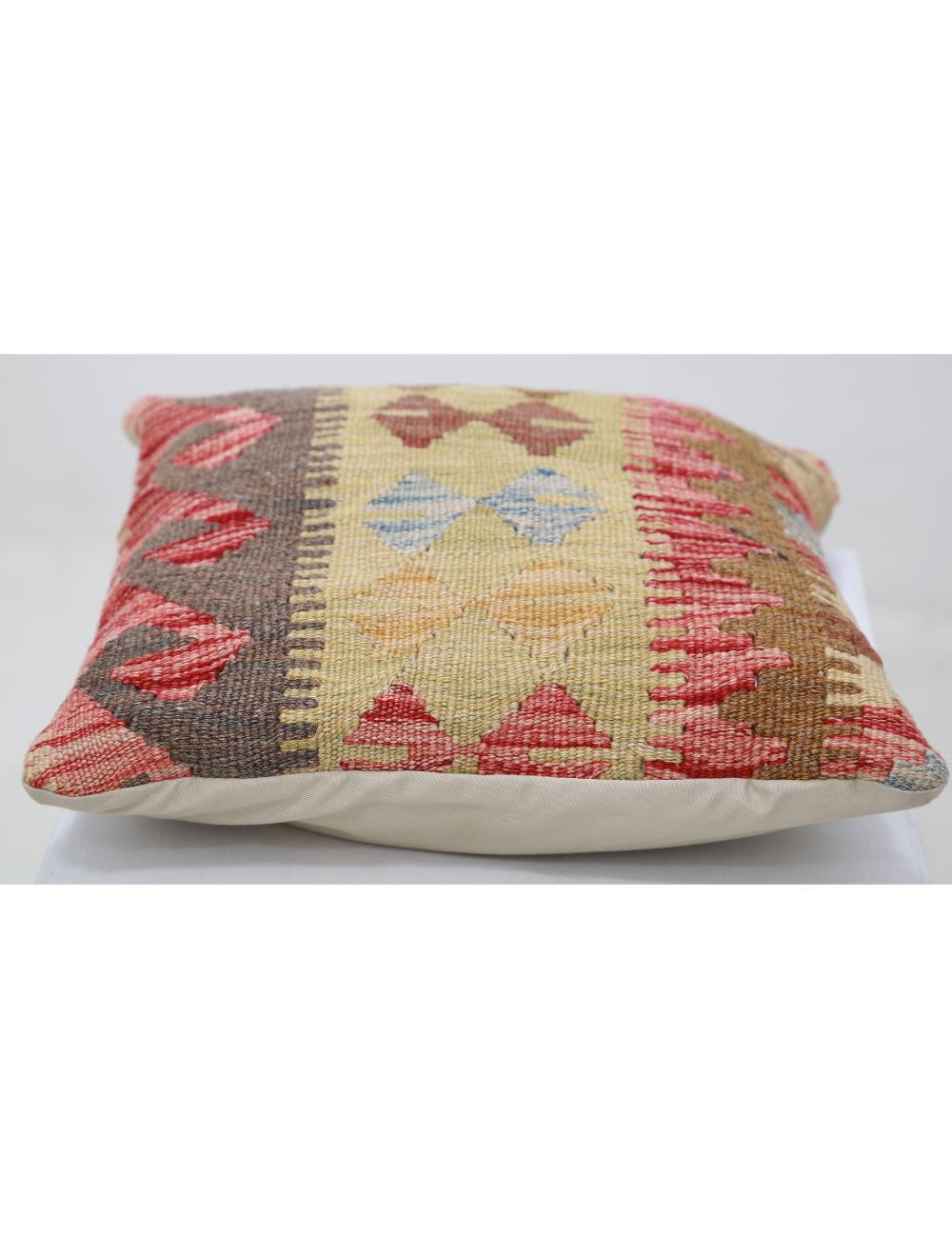 Hand Woven Tribal Multi Color Geometric Wool Pillow - 1'5'' x 1'5'' Arteverk Arteverk Rugs