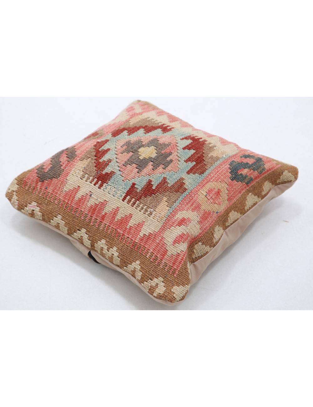Hand Woven Tribal Multi Color Geometric Wool Pillow - 1'5'' x 1'5'' Arteverk Arteverk Rugs