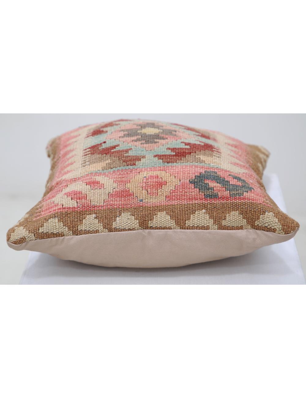 Hand Woven Tribal Multi Color Geometric Wool Pillow - 1'5'' x 1'5'' Arteverk Arteverk Rugs