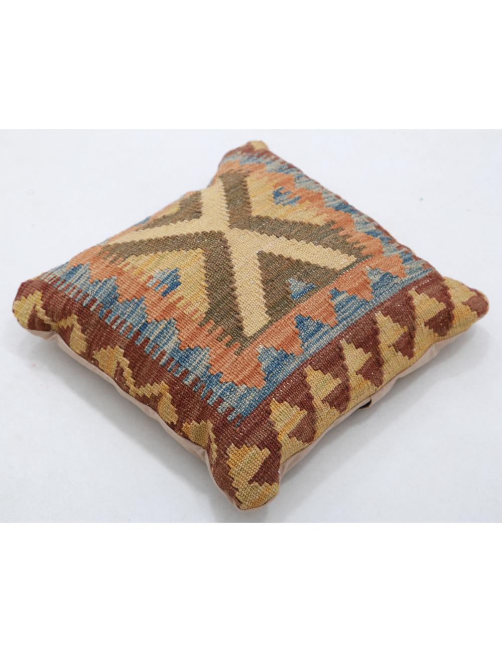 Hand Woven Tribal Multi Color Geometric Wool Pillow - 1'5'' x 1'5'' Arteverk Arteverk Rugs
