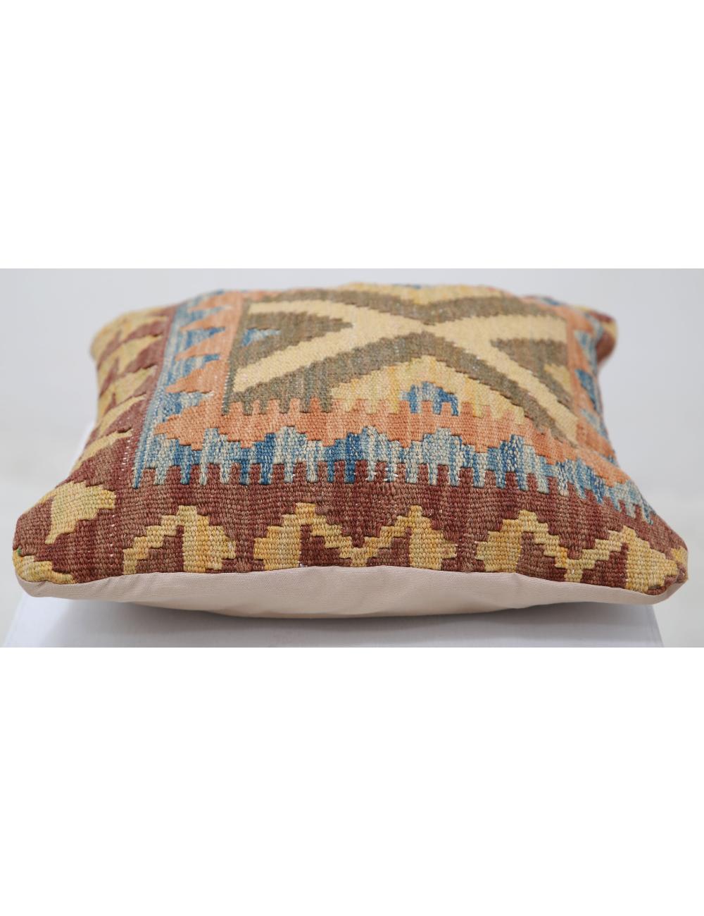 Hand Woven Tribal Multi Color Geometric Wool Pillow - 1'5'' x 1'5'' Arteverk Arteverk Rugs