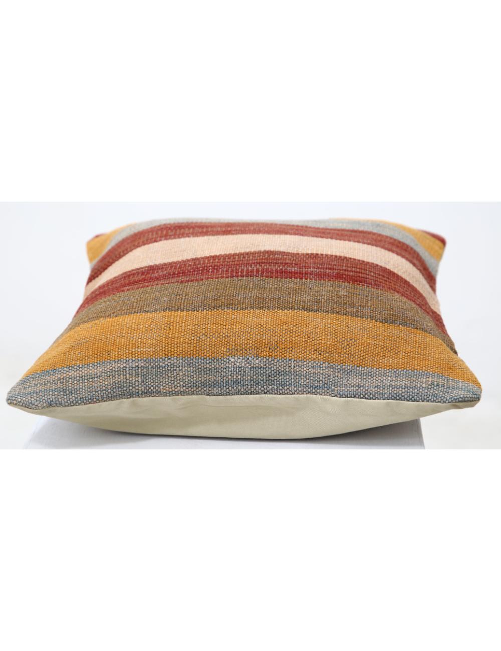 Hand Woven Tribal Multi Color Geometric Wool Pillow - 1'5'' x 1'5'' Arteverk Arteverk Rugs