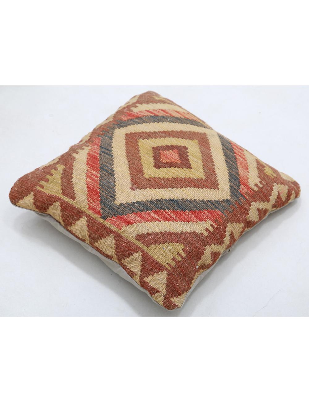 Hand Woven Tribal Multi Color Geometric Wool Pillow - 1'5'' x 1'5'' Arteverk Arteverk Rugs