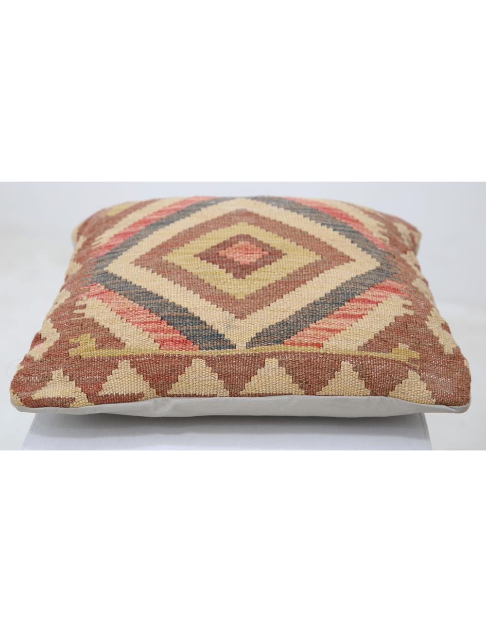 Hand Woven Tribal Multi Color Geometric Wool Pillow - 1'5'' x 1'5'' Arteverk Arteverk Rugs