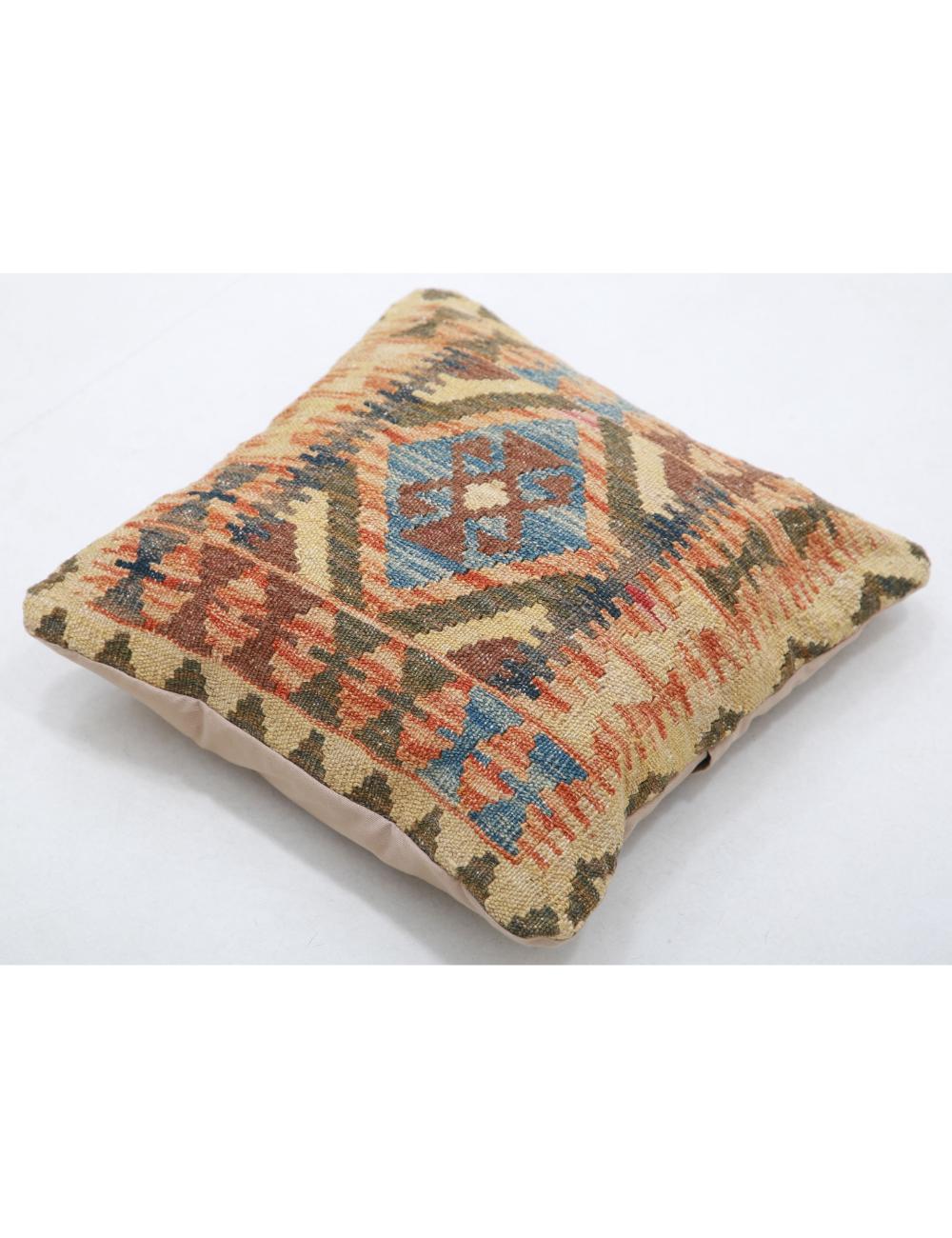 Hand Woven Tribal Multi Color Geometric Wool Pillow - 1'5'' x 1'5'' Arteverk Arteverk Rugs