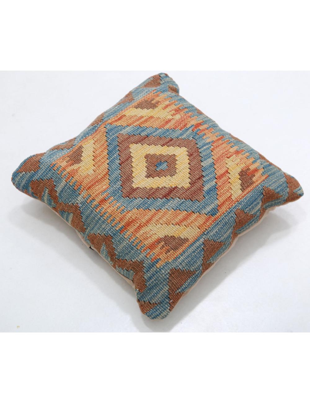 Hand Woven Tribal Multi Color Geometric Wool Pillow - 1'5'' x 1'5'' Arteverk Arteverk Rugs