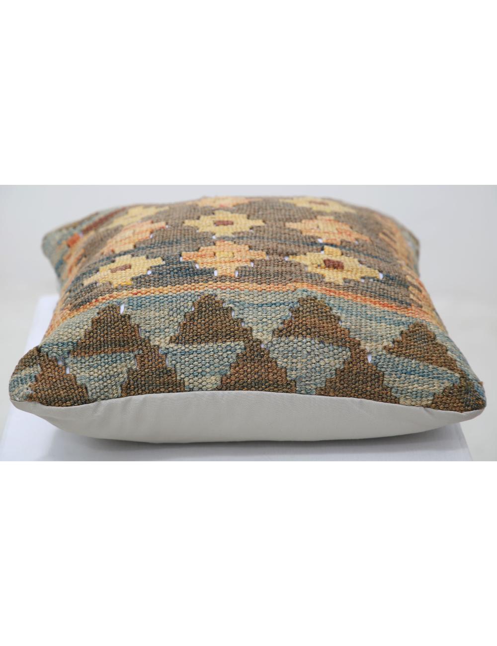 Hand Woven Tribal Multi Color Geometric Wool Pillow - 1'5'' x 1'5'' Arteverk Arteverk Rugs