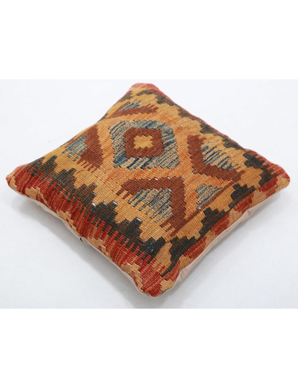Hand Woven Tribal Multi Color Geometric Wool Pillow - 1'5'' x 1'5'' Arteverk Arteverk Rugs