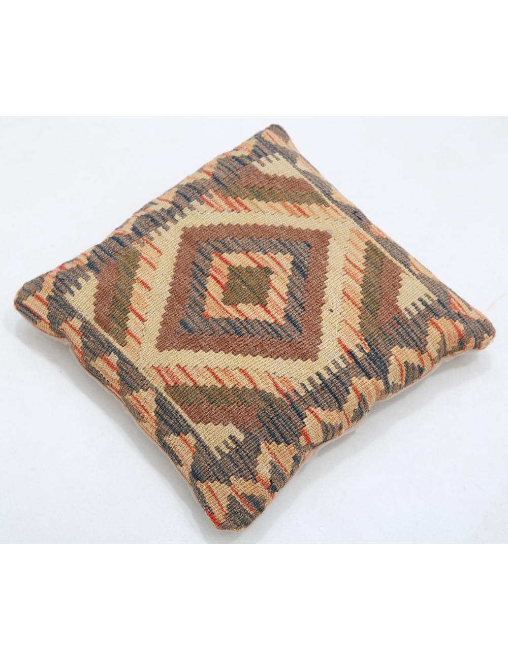 Hand Woven Tribal Multi Color Geometric Wool Pillow - 1'5'' x 1'5'' Arteverk Arteverk Rugs